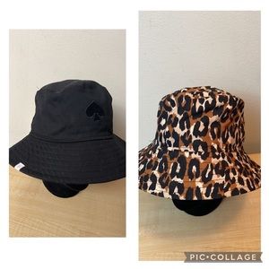 Kate Spade Black OR Leopard Print 100% Cotton Bucket Hat Choice